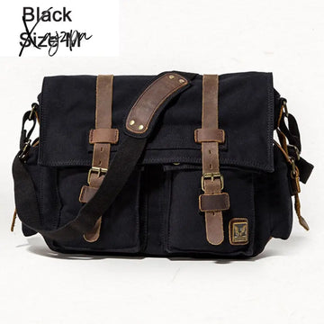 Xajzpa - Retro Vintage Cotton Canvas Leather Mens Messenger Bag Shoulder Military Crossbody Men